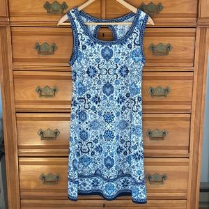max studio sleeveless blue floral dress S